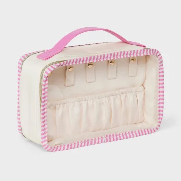 Travel Jewelry Organizer Case Cream Pink 1