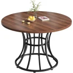 Round Dining Table 45 inch Farmhouse Metal Base 6 | PricZone