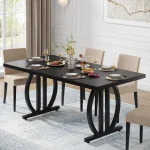 LITTLE TREE 63 Inch Black Dining Table for 4 6 1 | PricZone