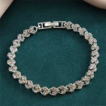 Rhinestone Crystal Heart Tennis Bracelet Womens 5 | PricZone