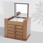 5 Tier Wooden Jewelry Box Drawers Mirror 3 | PricZone