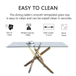 Golden Glass Dining Table 51 inch for 6 Modern 5 | PricZone