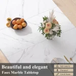White Faux Marble Dinner Table 63 inch for 6 3 | PricZone