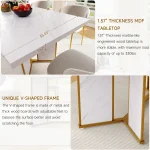 White Marble Dining Table 71 inch Gold for 6 8 3 | PricZone