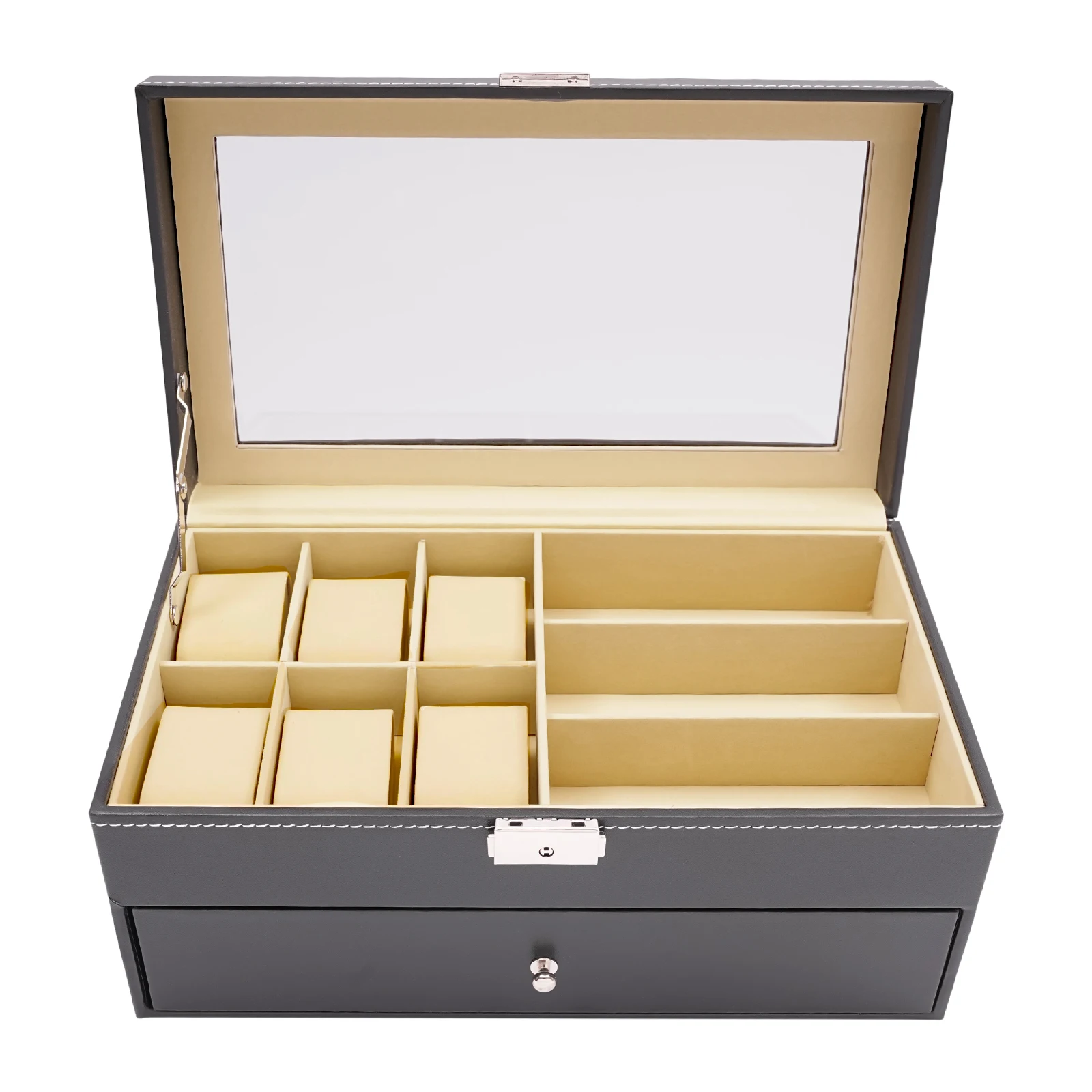 6Slot Watch Box and Eyeglass Storage Organizer 4 | PricZone 6 Slot Watch Box and Eyeglass Storage Organizer 4 | PricZone