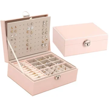 Large Leather Jewelry Box Ring Earring Organizer 2 | PricZone