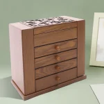 5 Tier Wooden Jewelry Box Drawers Mirror 6 | PricZone