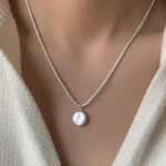 925 Silver Round Pearl Necklace Simple Charm 1 | PricZone 925 Silver Round Pearl Necklace Simple Charm 1 | PricZone