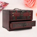 Vintage Wooden Jewelry Box Organizer with Mirror 1 | PricZone