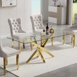Golden Glass Dining Table 51 inch for 6 Modern 1 | PricZone