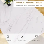 White Marble Dining Table 71 inch Gold for 6 8 5 | PricZone