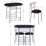 Compact Dining Set for 2 with Wine Rack 3 Piece 3 | PricZone