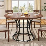 Round Dining Table 45 inch Farmhouse Metal Base 5 | PricZone