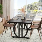 LITTLE TREE 63 Inch Black Dining Table for 4 6 2 | PricZone