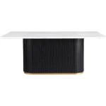 White Faux Marble Dining Table 70 inch for 6 6 | PricZone