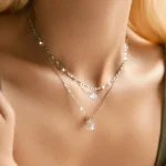 Double Layer Zircon Star Moon Pendant Necklace 1 | PricZone
