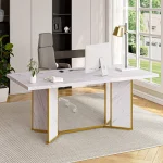 White Marble Dining Table 71 inch Gold for 6 8 2 | PricZone