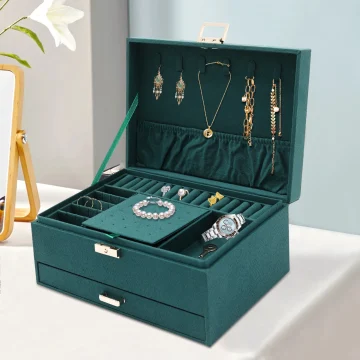 3-Tier Lockable Jewelry Organizer Box 17x24cm 1