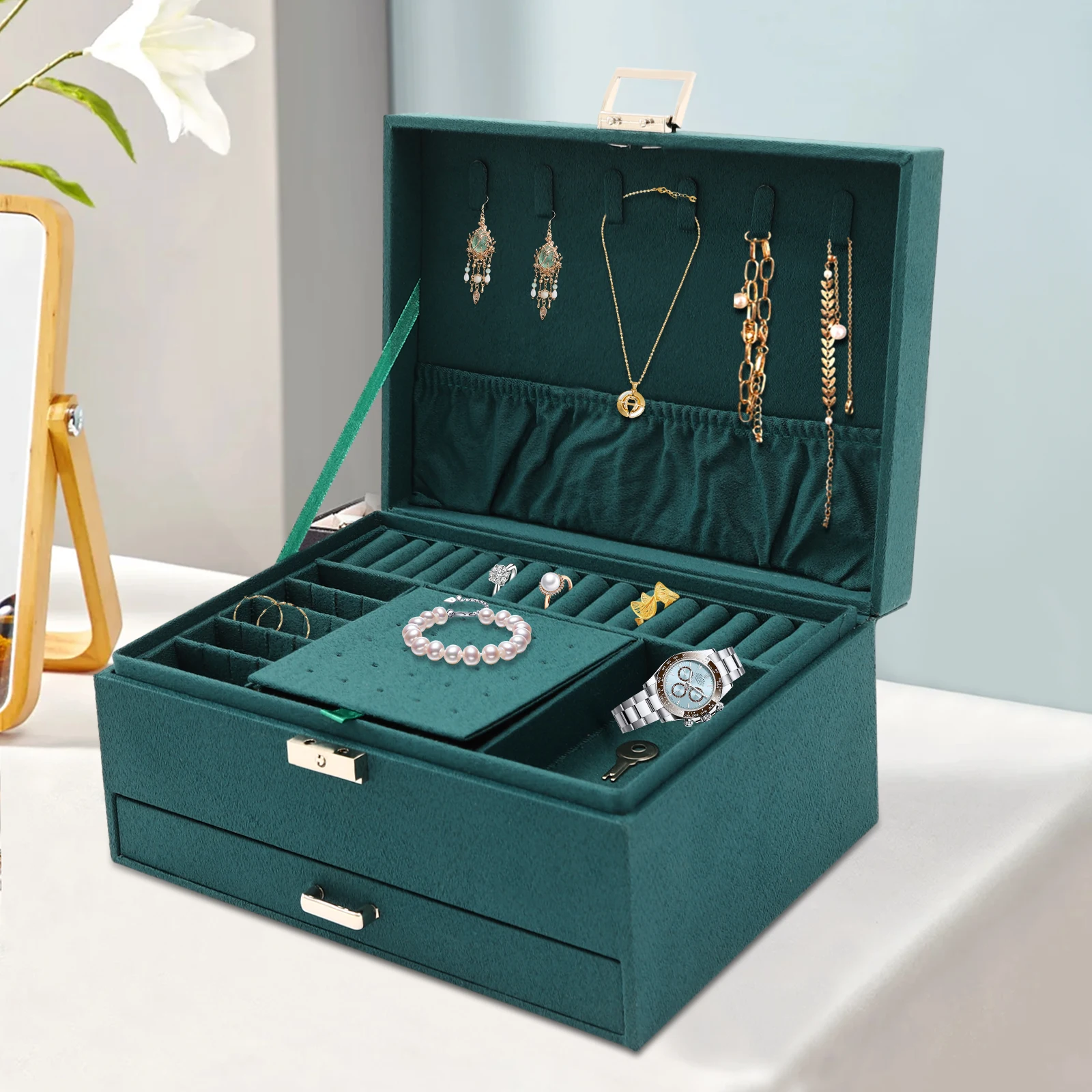 3Tier Lockable Jewelry Organizer Box 17x24cm 1 | PricZone 3 Tier Lockable Jewelry Organizer Box 17x24cm 1 | PricZone