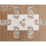 White Faux Marble Dinner Table 63 inch for 6 5 | PricZone