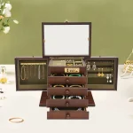 5 Tier Wooden Jewelry Box with Mirror Lock 1 | PricZone