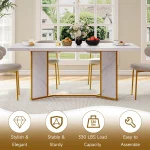 White Marble Dining Table 71 inch Gold for 6 8 6 | PricZone