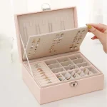 Large Leather Jewelry Box Ring Earring Organizer 1 | PricZone