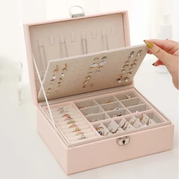 Large Leather Jewelry Box Ring Earring Organizer 1 | PricZone