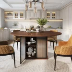 47 Inch Round Table with Fridge Storage Adjustable 5 | PricZone