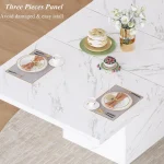 White Faux Marble Dinner Table 63 inch for 6 4 | PricZone