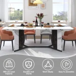 White Marble Dining Table for Family 71 inch 2 | PricZone