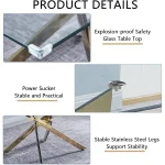 Golden Glass Dining Table 51 inch for 6 Modern 6 | PricZone