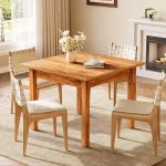 Square Dining Table 39 inch Brown Wood for 4 5 | PricZone