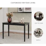 Elegant Black Rectangular Dining Table 4 | PricZone