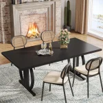 LITTLE TREE 63 Inch Black Dining Table for 4 6 4 | PricZone