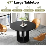 Round Fluted Dining Table 47inch for 4 Black 3 | PricZone Round Fluted Dining Table 47 inch for 4 Black 3 | PricZone