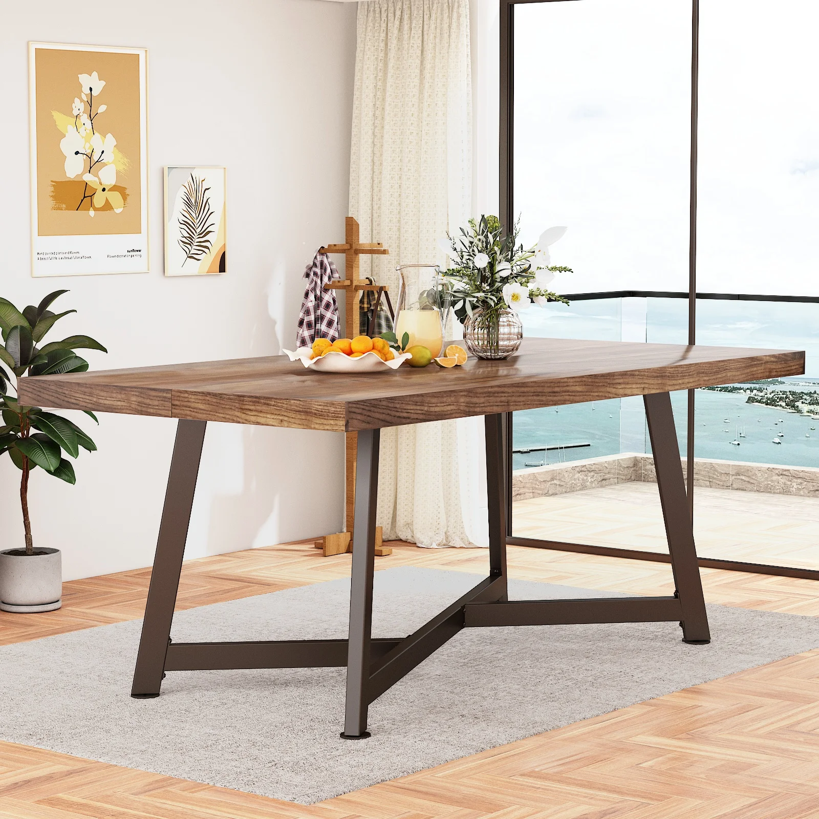 Farmhouse rectangular dining table front view