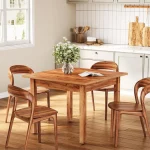 Square Dining Table 39 inch Brown Wood for 4 4 | PricZone