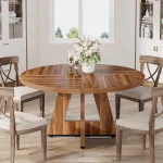 Round Farmhouse Dining Table 47 inch for 4 1 | PricZone