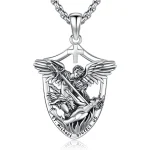 St Michael Silver Protection Pendant Necklace 1 | PricZone