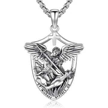 St Michael Silver Protection Pendant Necklace 1 | PricZone