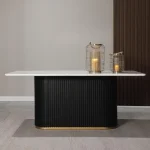 White Faux Marble Dining Table 70 inch for 6 4 | PricZone