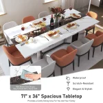 White Marble Dining Table for Family 71 inch 4 | PricZone