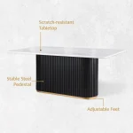 White Faux Marble Dining Table 70 inch for 6 3 | PricZone