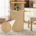 315 Inch Round Farmhouse Table Fluted Wood Base 5 | PricZone