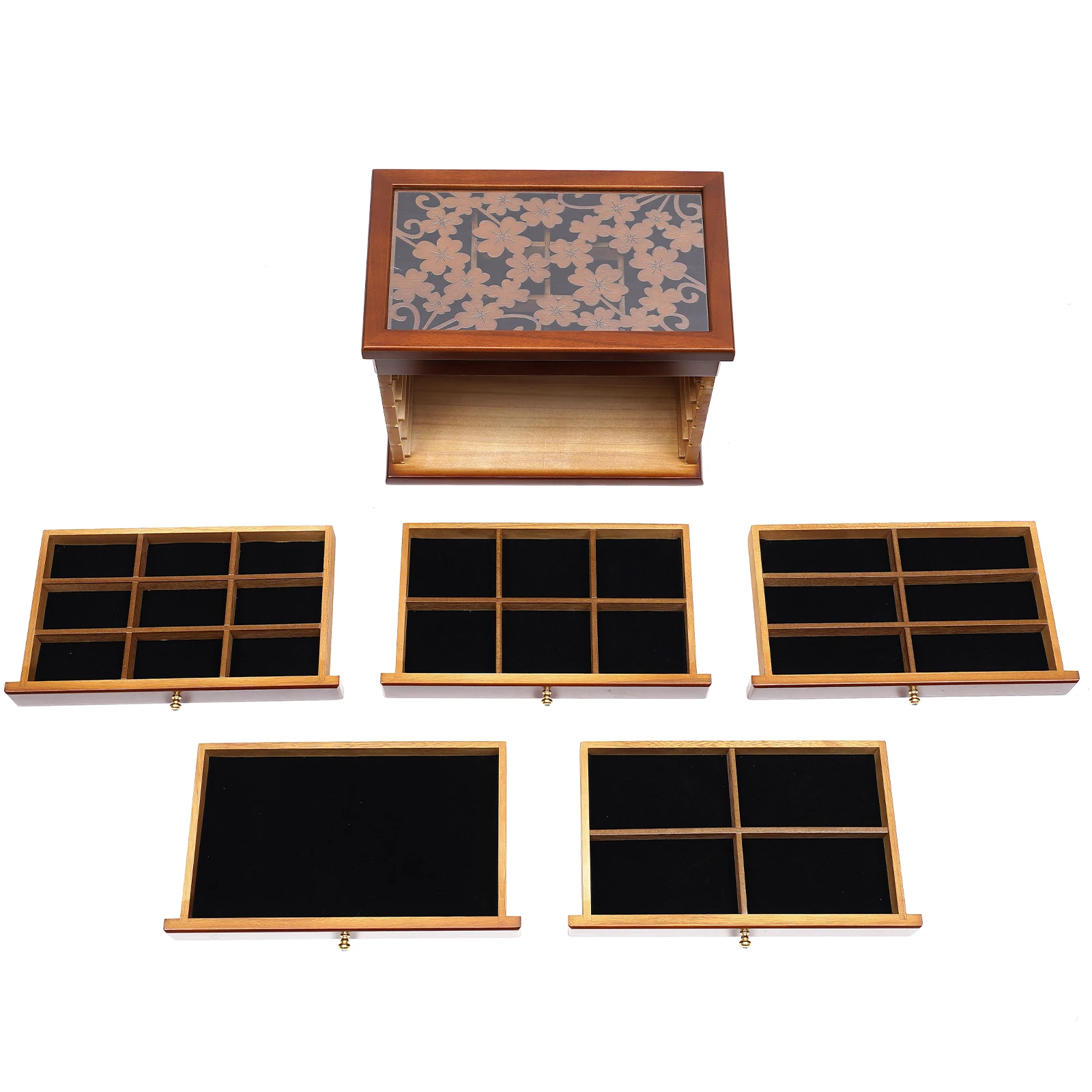 6 Layer Wooden Jewelry Box Ring Velvet Organizer 6 | PricZone 6 Layer Wooden Jewelry Box Ring Velvet Organizer 6 | PricZone