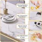 70 Inch Faux Marble Dining Table White Gold 6 | PricZone