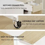 Folding Table with Wheels Drop Leaf Storage Rack 4 | PricZone