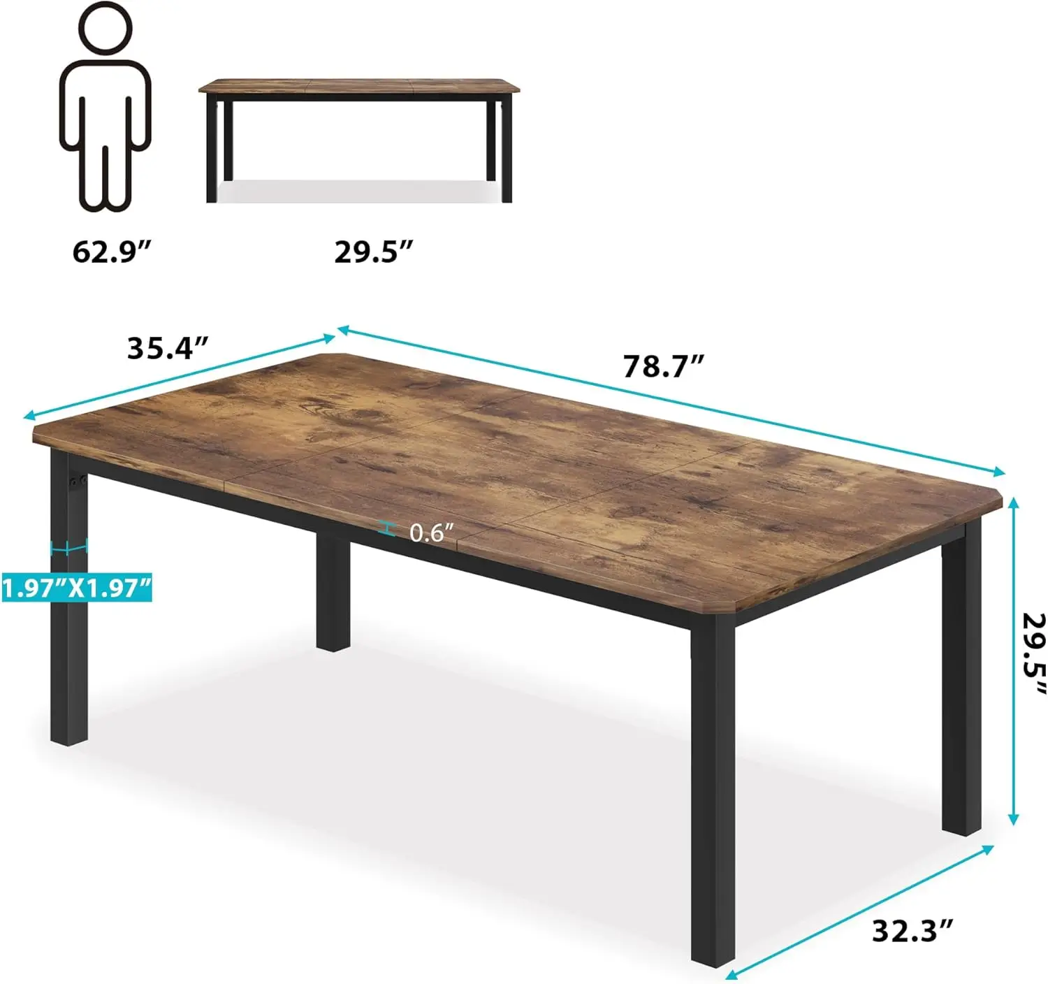 79Inch Industrial Dining Table for 68 Rustic 6 | PricZone 79 Inch Industrial Dining Table for 6 8 Rustic 6 | PricZone