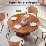 47 Inch Round Farmhouse Table with Pedestal 1 | PricZone